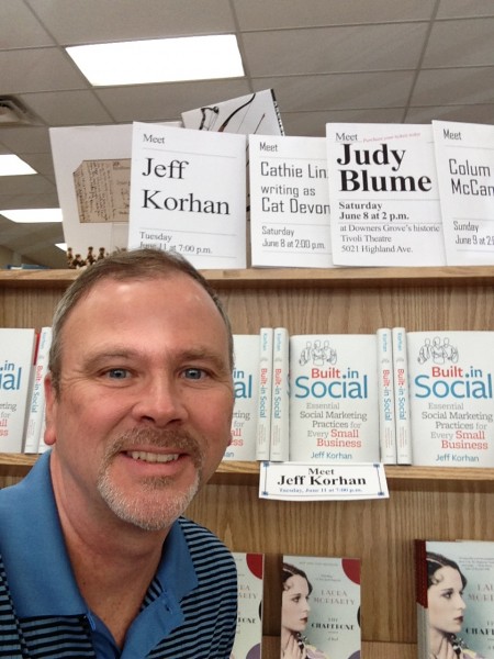 Author Jeff Korhan at Anderson's Bookshop in  Naperville, IL before the local launch of Built-In Social