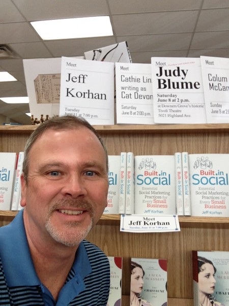 Author Jeff Korhan at Anderson's Bookshop in Naperville, IL before the local launch of Built-In Social
