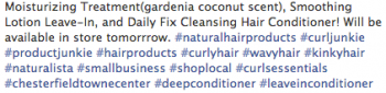 One example of Facebook hashtag spam